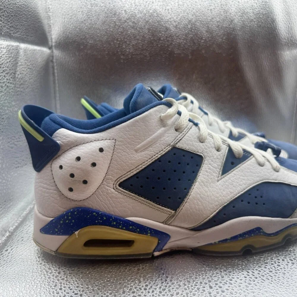Size‎ 10 Jordan 6 Low Ghost Mens White Blue Lace-Up Athletic Shoes 304401-106